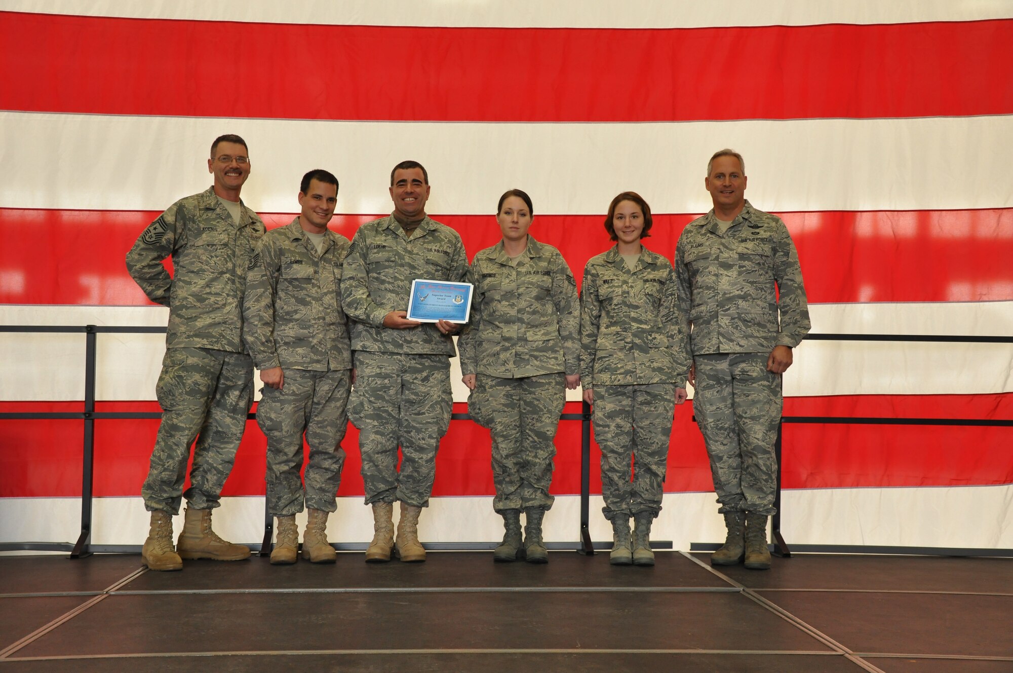 Members of the 934th Airlift Wing are recognized for their outstanding efforts during the recent UCI. (Air Force Photo/TSgt Bob Sommer)