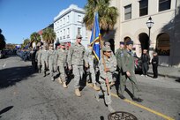 Members of the 437th Airlift Wing march 
in the Veterans Day parade sponsored by the  Ralph H. Johnson Veterans Affairs Medical Center Nov. 7, 2010, in downtown Charleston, S.C. (U.S. Air Force photo/James M. Bowman)(released)