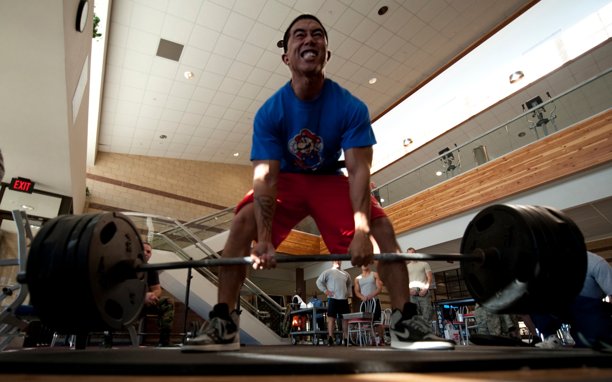 HOLLOMAN AIR FORCE BASE, N.M. -- Airman 1st Class Darrell Xayarath performs a dead lift during the Powerlifting Competition at the Domenici Fitness and Sports Center Nov. 5, 2010. Airman Xayarath had one of the highest lift totals despite being in the lightest weight class with a combined lift total of 1,220 pounds. Airman Xayarath is with the 49th Civil Engineer Squadron. (U.S. Air Force photo by Airman 1st Class Joshua Turner/Released)