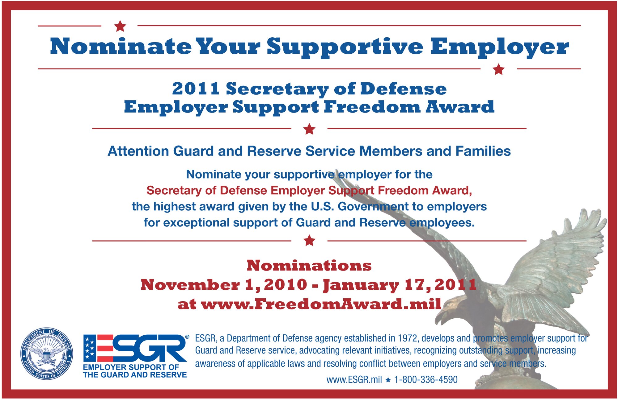 ESGR Freedom Award nomination poster
