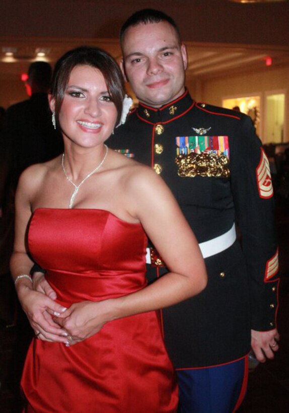 Bianca and Gunnery Sgt. Ronald Strzalkowski at the Marine Corps Ball. Bianca was voted the 2011 Marine Spouse of the Year for her volunteer work, education and impact on the community.