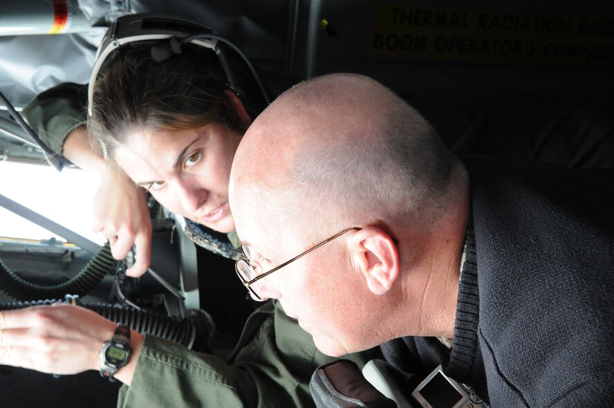 JOINT BASE ANDREWS, Md. -- Local clergy members ride along on a KC-135R aerial refueling mission performed by Airmen from the 756th Aerial Refueling Squadron here Nov. 5. The Clergy Flight was sponsored by the 459th Air Refueling Wing chaplain office and provided the passengers with a first-hand look into the duties of Citizen Airmen. (U.S. Air Force photo/Tech. Sgt. Steve Lewis)