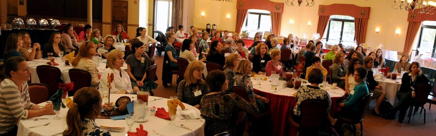 More than 60 members and guests attend the Barksdale Officers Spouses' Club silent auction luncheon held at the Barksdale Club on Barksdale Air Force Base, La., Nov. 10. The proceeds from the auction will help fund The Hap House holiday party. The purpose of the BOSC is to organize and sponsor social and charitable opportunities for its members. With a goal to provide information to its members and to foster ideals of fellowship and charity in keeping with those of the U.S. Armed Forces. (U.S. Air Force photo/Senior Airman La'Shanette V. Garrett) (RELEASED)