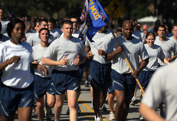 Joint Base Charleston members pace themselves at the start of the second annual  Run the Runway 5K event honoring Brig. Gen. (Ret.) Thomas Mikolajcik Nov. 10, 2010, on Joint Base Charleston, S.C. Several hundred Joint Base Charleston members participated in the run which led through part of the base and onto the runway. The event was envisioned by base leadership and the Amyotrophic Lateral Sclerosis, South Carolina Chapter to raise awareness of ALS. (U.S. Air Force photo/Senior Airman Timothy Taylor)