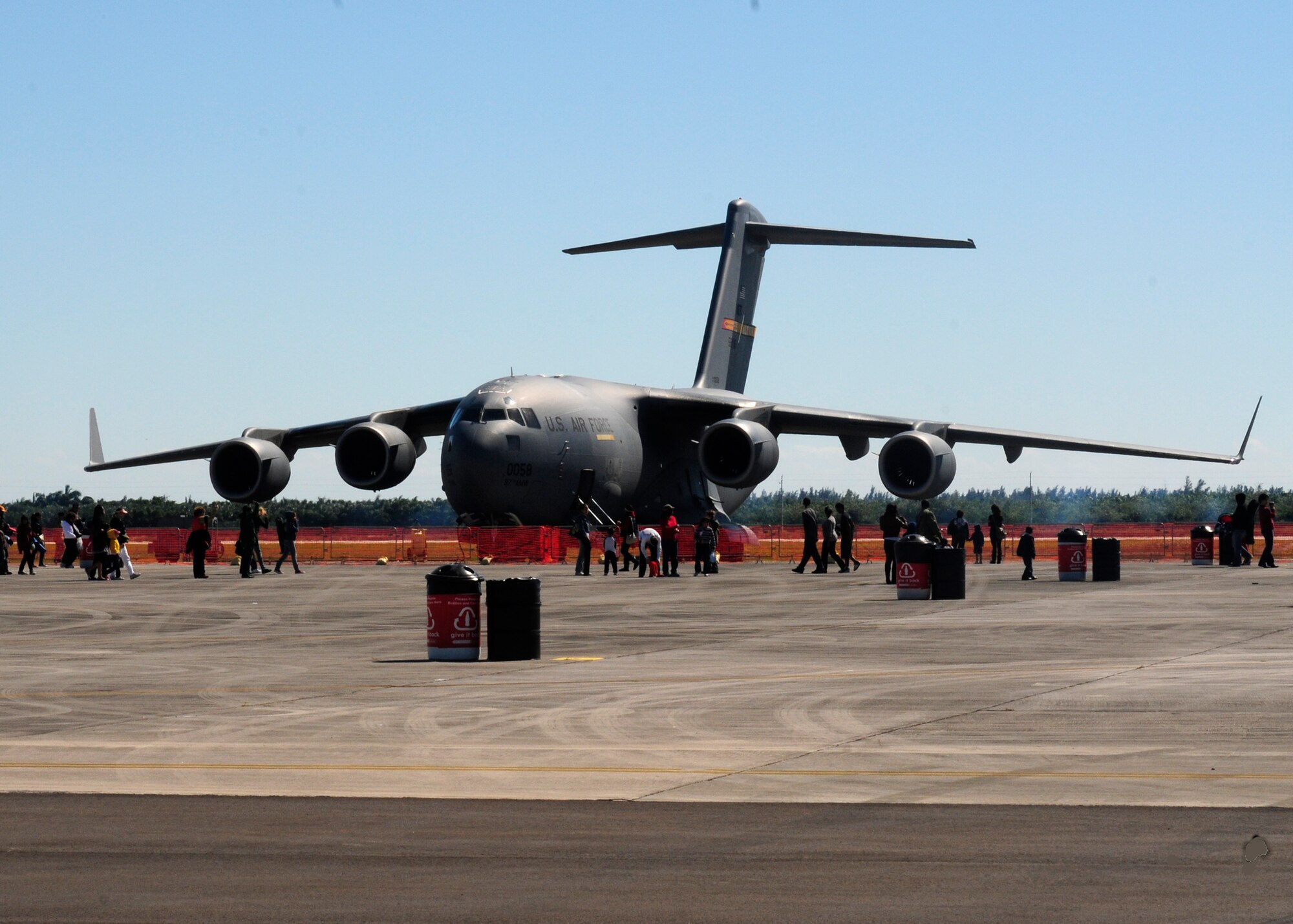 ALTUS AIR FORCE BASE, Okla. -- A C-17 from Altus AFB performs as a static display at the Homestead Air Reserve Base, Fla. Airshow. The crew and craft from Altus also performed at the Airshow. (U.S. Air Force photo by Airman 1st Class Ross Whitley / Released 97th Air Mobility Wing Public Affairs)