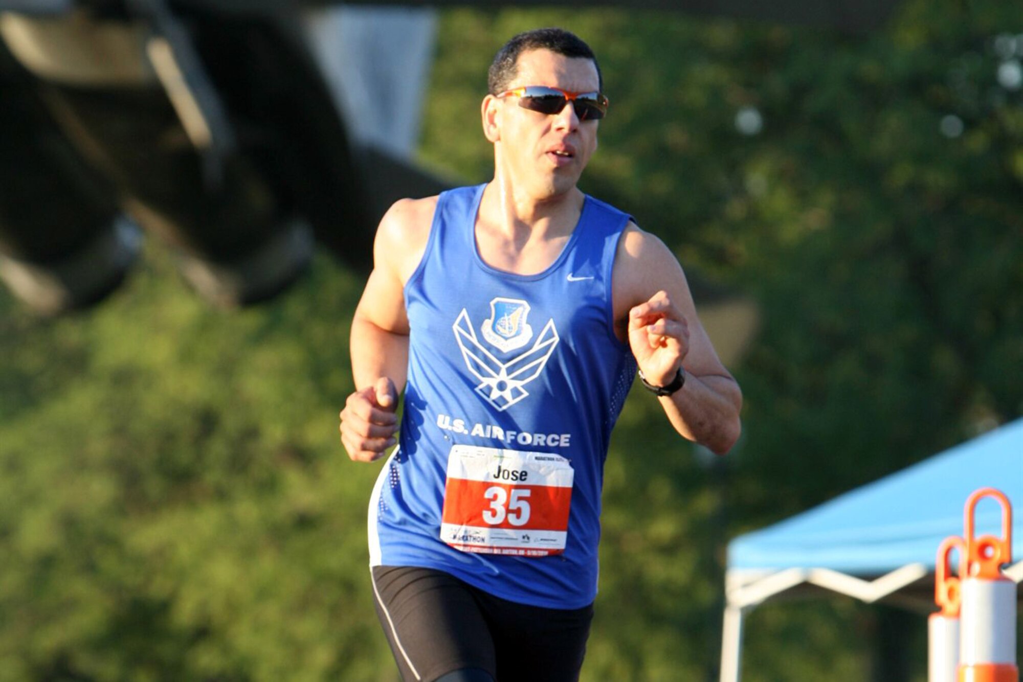 Air Force Staff Sgt. Jose Garza, 477th Maintenance Squadron low observable technician, placed 10th in the Air Force marathon at Wright Patterson Air Force Base in Dayton, Ohio, Sept. 18. (Courtesy Photo)