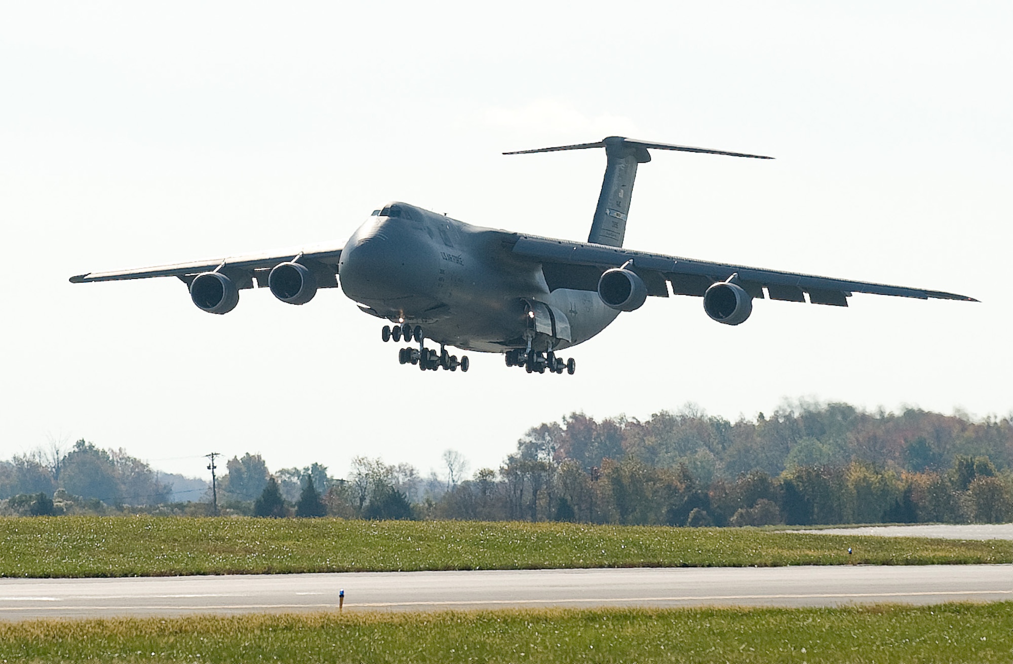 The Spirit of Old Glory, the fourth C-5M Super Galaxy delivered to the 436th Airlift Wing, arrives at Dover Air Force Base, Del., Nov. 6, 2010.  This C-5M was the first production C-5M delivered to the Air Force, following the three already delivered to the 436th Airlift for Operational Testing and Evaluation.  (U.S. Air Force photo/Jason Minto Released)