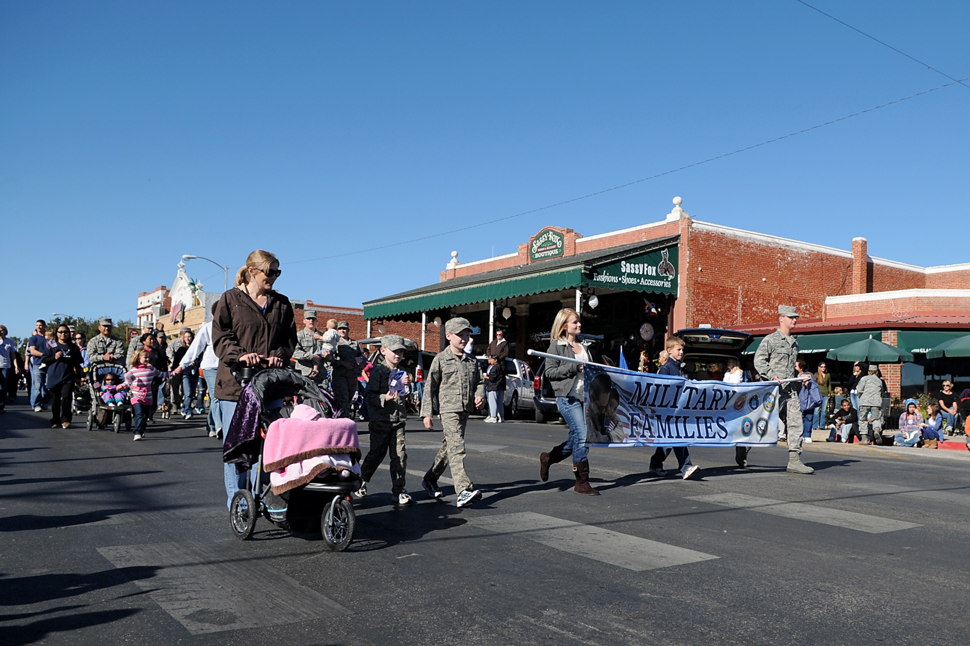 SAN ANGELO, Texas – Military families from Team Goodfellow participate in the San Angelo Veteran’s Day Parade Nov. 6. The city hosted its seventh annual event in honor of those who have served the country.  (U.S. Air Force photo /Staff Sgt. Heather L. Rodgers)