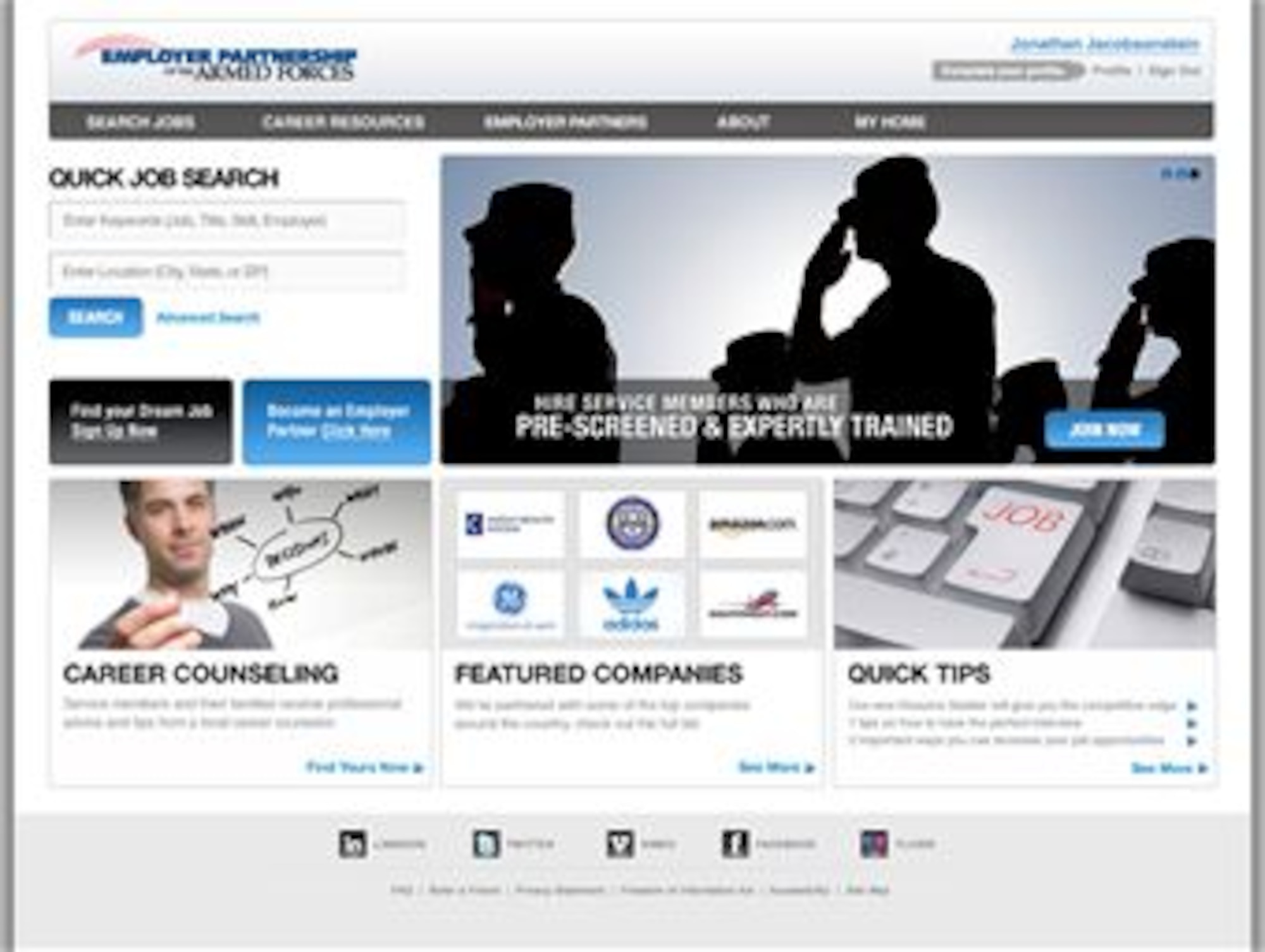 On Veteran's Day the Employer Partnership of the Armed Forces is launching a
new, state-of-the-art job search tool for Reserve component service members. 
