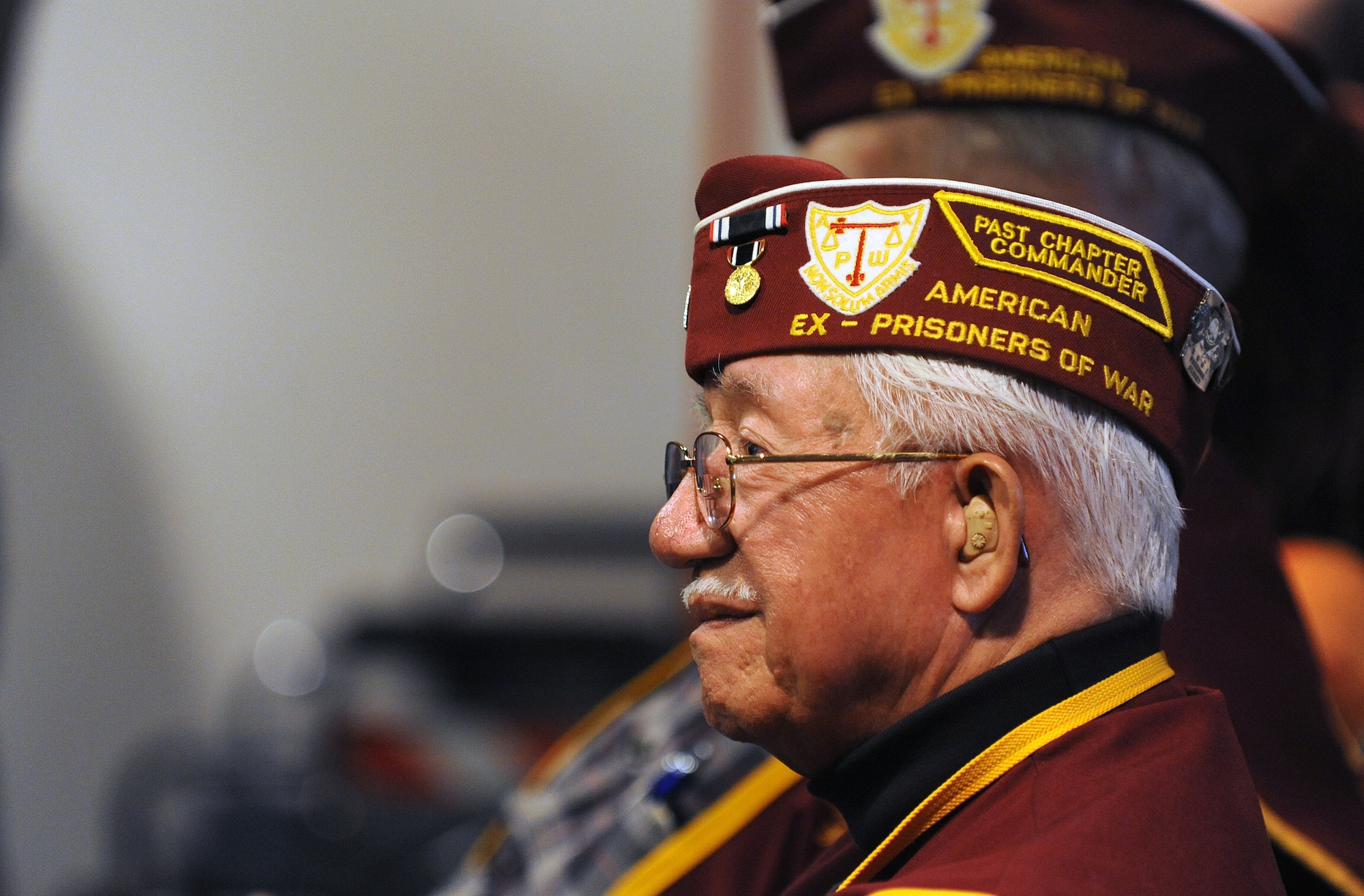 LAS VEGAS -- U.S. Army retired Patrick Nelson sits in the audiance during the USO grand opening at McCarran International Airport, Nov. 11. All branches of the U.S. military were in attendance of the grand opening. (U.S. Air Force Photo by Senior Airman Brett Clashman/Released)
