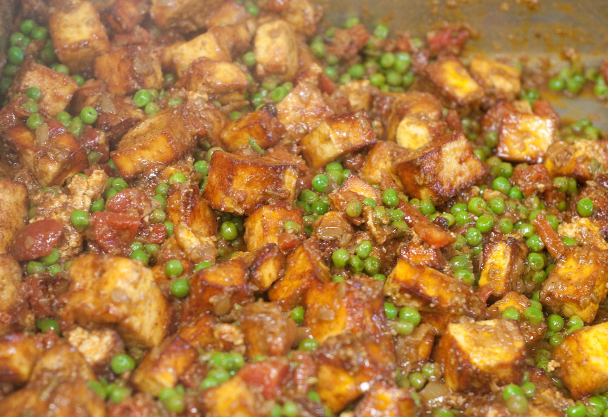 JOINT BASE ELMENDORF-RICHARDSON, Alaska - Close up of Mutter Paneer, one of the many dishes prepared to be served at the Diwali celebration dinner.  Mutter Paneer is a delicious curry of peas and homemade cheese cubes, and is probably one of the most frequently ordered dishes in Indian restaurants. (U.S. Air Force photo/Percy Jones)