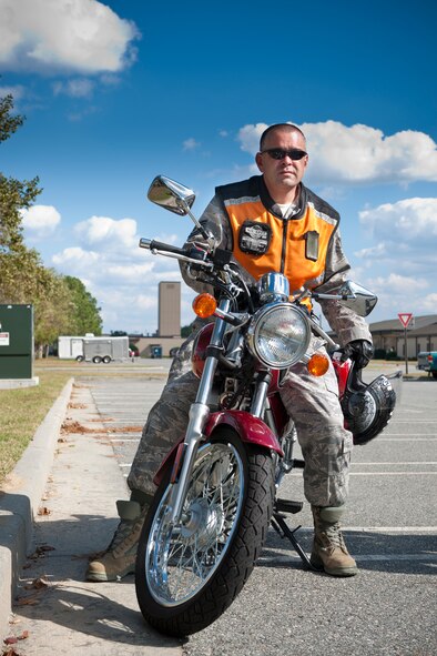 MOODY AIR FORCE BASE, Ga. -- Tech. Sgt. James Kutlik, 23rd Maintenance Operations Squadron engine manager, tests a new training motorcycle Nov. 5. The base received 13 new bikes to replace the previous unserviceable ones for its motorcycle safety course. Sergeant Kutlik has been a motorcyclist for 20 years and has been a motorcycle safety instructor for two years. (U.S. Air Force photo/Senior Airman Jamal D. Sutter)(RELEASED)