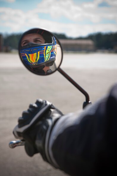 MOODY AIR FORCE BASE, Ga. -- Staff Sgt. Dustin Deglow, 23rd Equipment Maintenance Squadron aircraft armament systems journeyman, watches as other bikers run a course Nov. 5. Sergeant Deglow has ridden motorcycles for two years and took the beginner rider's course here at Moody. (U.S. Air Force photo/Senior Airman Jamal D. Sutter)(RELEASED)