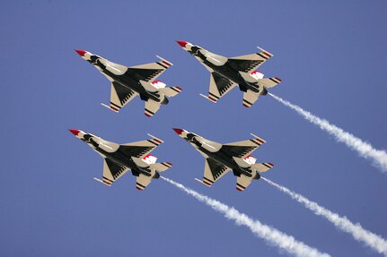 The U.S. Air Force Thunderbirds perform during AirFest 2010 at Lackland Nov. 6. (U.S. Air Force photo/Robbin Cresswell)