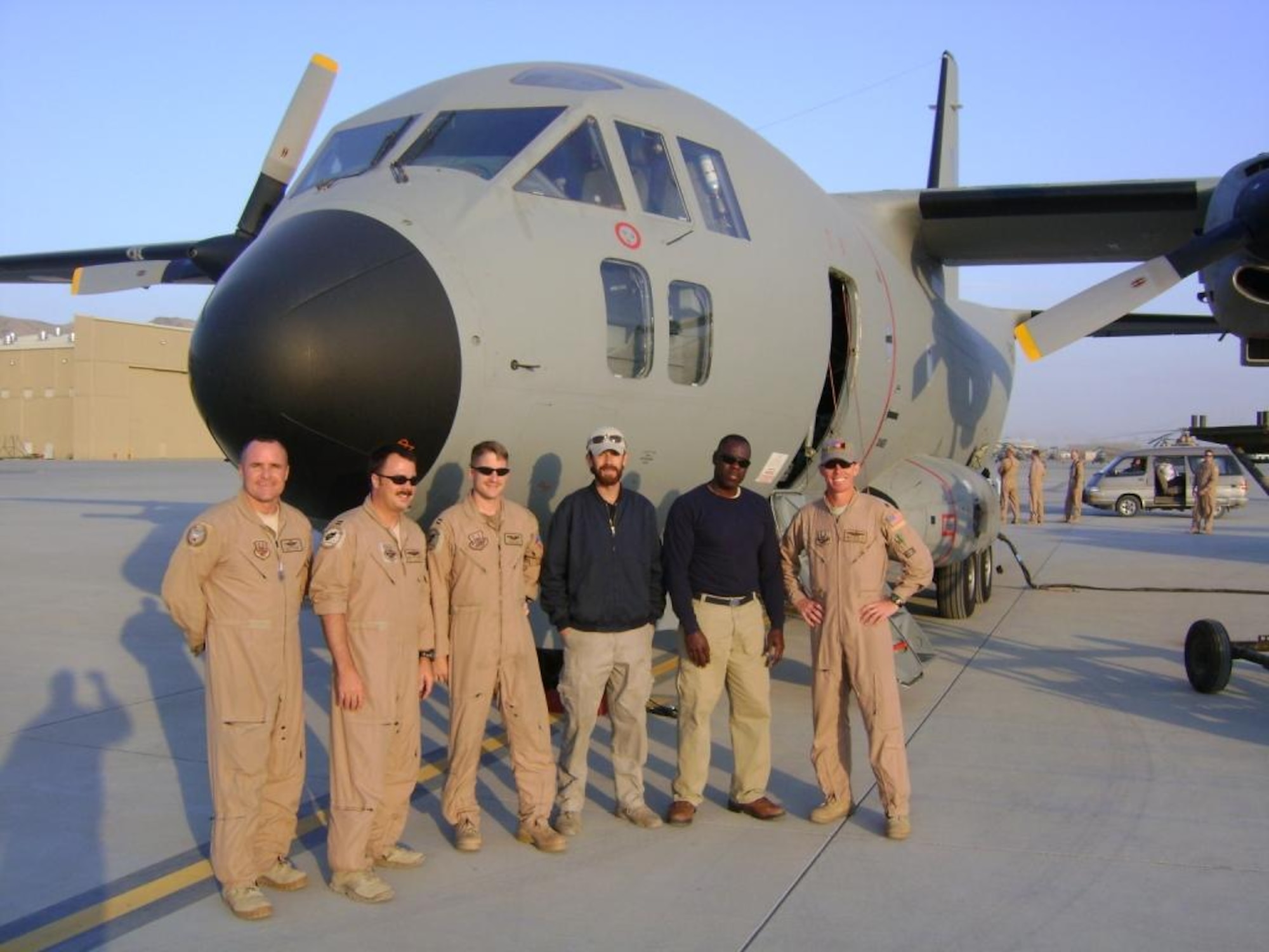 KABUL, Afghanistan - New members of NATO Air Training Command - Afghanistan arrive on a C-27A Spartan at Afghan Air Force base in Kabul on Nov 9.  (U.S. Air Force photo/RELEASED). 