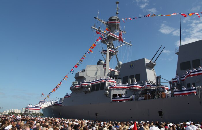Thousands were in attendance at the USS Jason Dunham commissioning ceremony. The Navy's newest guided-missile destroyer was commissioned at Port Everglades, Fort Lauderdale, November 13, 2010.::r::::n::