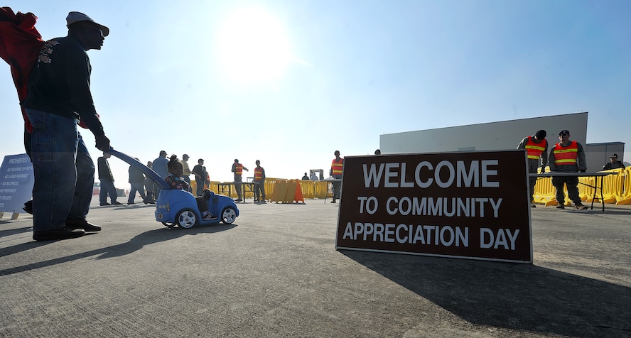 MOODY AIR FORCE BASE, Ga. -- Individuals from the community file through an entry control point for the Community Appreciation Day Air Show Nov. 13. The event was free and open to the public allowing the Public to see the Air Force first hand. (U.S. Air Force photo/Airman 1st Class Joshua Green)(RELEASED)
