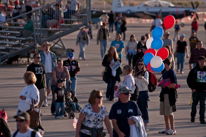 NELLIS AIR FORCE BASE, Nev. --  An Estimated 140,000 people attended  the 2010 Aviation Nation Nellis Open House Nov. 14.The Nellis Open House is an opportunity for the Las Vegas community to view aerial demonstrations and static displays of various aircraft from the military. The open house also acts as the final air show of the year for the  U.S. Air Force Air Demonstration Squadron "Thunderbirds." (U.S. Air Force photo by Tech. Sgt. Michael R. Holzworth)(Released)