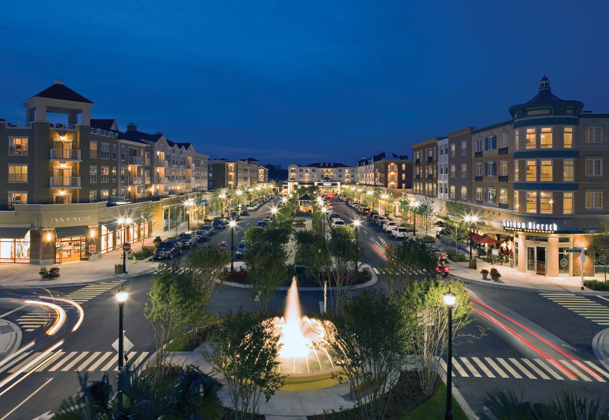 Air Force officials continually meet with industry and community leaders to promote Enhanced Use Lease development opportunities like the redevelopment project shown here at the former Myrtle Beach Air Force Base, S.C., which includes the Market Common, an upscale urbane village offering shopping, dining and residences.  (U.S. Air Force photo)