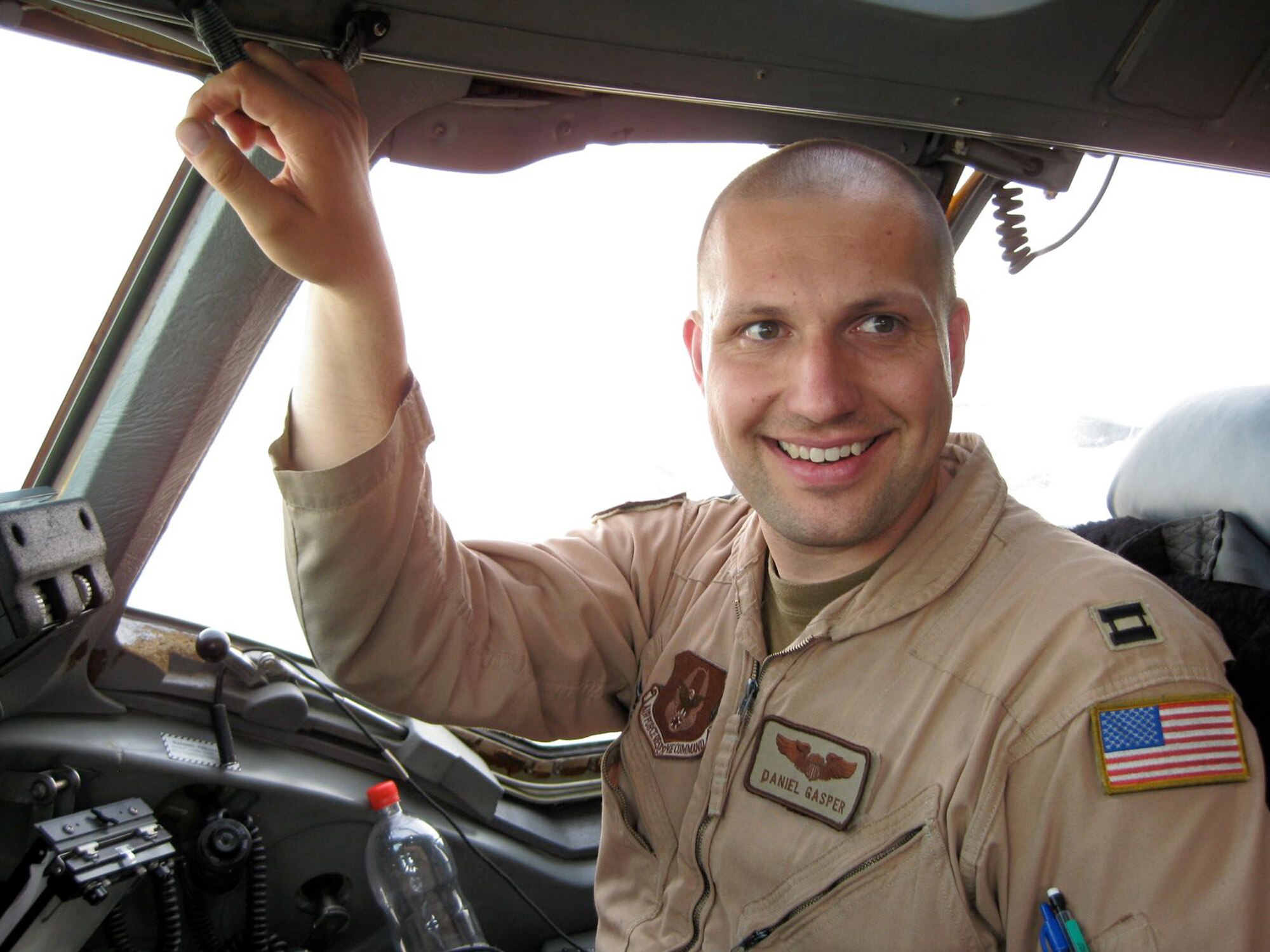 HERAT, Afghanistan- Capt. Daniel Gasper, 728th Airlift Squadron, Joint Base Lewis-McChord, Wash., pilot, flies a mission in Afghanistan in support of Operation Enduring Freedom in 2009. Captain Gasper won the Lance P. Sijan Award in the junior officer category for 2010. (Courtesy photo)