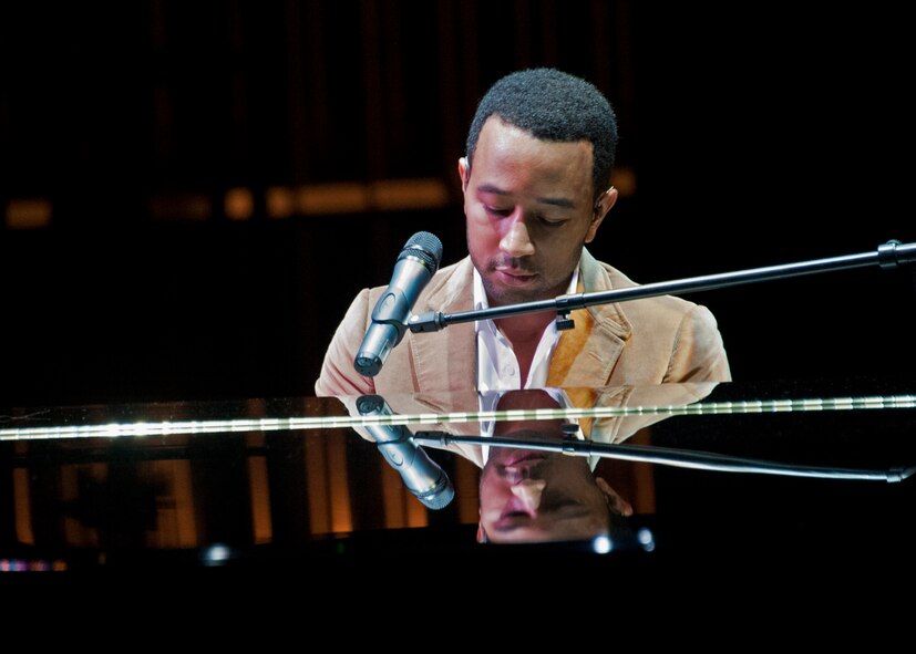 Six-time Grammy winning R & B star John Legend entertained a crowd of more than 1,000 at the Mattie Kelly Performing Arts Center in Niceville, Fla., Nov. 13.  The show was part of the Air Force Reserve's “Stateside Tour for the Troops” series of concerts and special events.  Military and family members from Eglin Air Force Base, Hurlburt and Duke Field were given ticketed invitations to spend an “Evening with John Legend.”  Tour for the Troops is tied to the Reserve's Get One Now program and Reservists who refer a friend to the Air Force Reserve through Get One Now can receive free tickets to concerts and events, with VIP exclusives, like backstage photos or a meet and greet with the starts.  (U.S. Air Force photo/ Tech. Sgt. Samuel King Jr.)