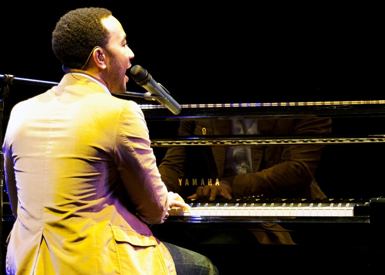 Six-time Grammy winning R & B star John Legend entertained a crowd of more than 1,000 at the Mattie Kelly Performing Arts Center in Niceville, Fla., Nov. 13.  The show was part of the Air Force Reserve's “Stateside Tour for the Troops” series of concerts and special events.  Military and family members from Eglin Air Force Base, Hurlburt and Duke Field were given ticketed invitations to spend an “Evening with John Legend.”  Tour for the Troops is tied to the Reserve's Get One Now program and Reservists who refer a friend to the Air Force Reserve through Get One Now can receive free tickets to concerts and events, with VIP exclusives, like backstage photos or a meet and greet with the starts.  (U.S. Air Force photo/ Tech. Sgt. Samuel King Jr.)