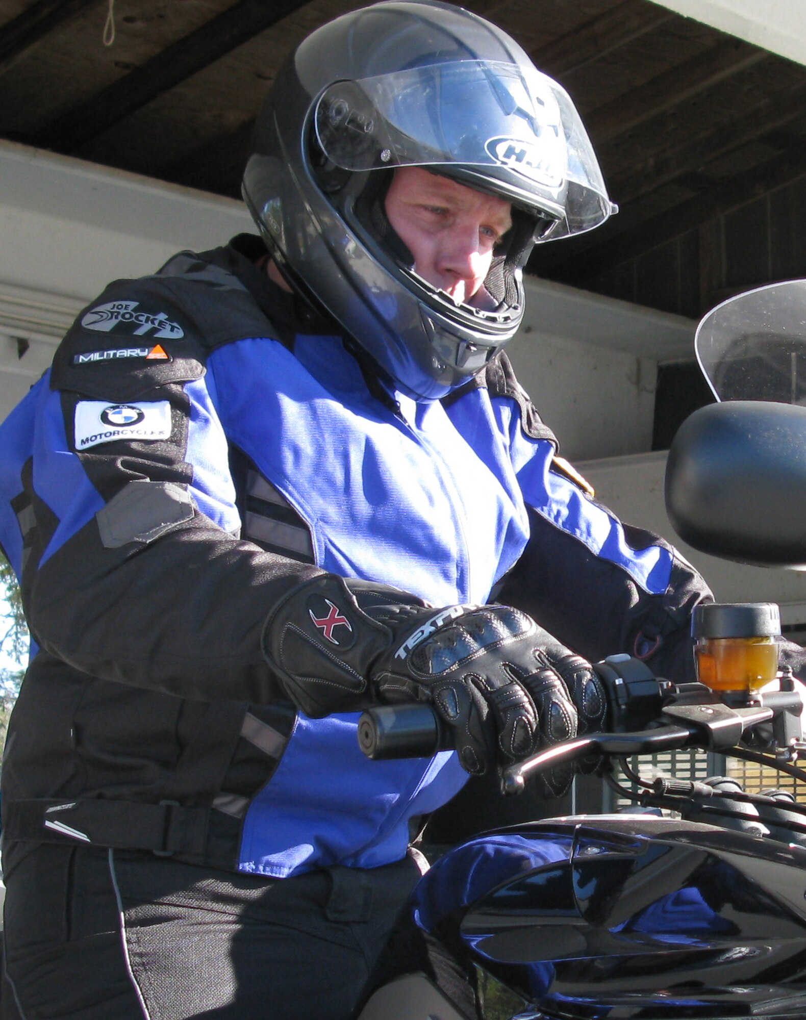Lt. Col. Keith Goodenough prepares to head out on the Roebling Road Track in Bloomingdale, Ga., Nov. 8, 2010, to practice the safety techniques taught during Air Force Reserve Command motorcycle safety stand down day. AFRC Safety Office offered the free one-day course to help military motorcycle riders practice skills that will help them negotiate hazards on the road. (U.S. Air Force photo/Master Sgt. Rachael Cox)