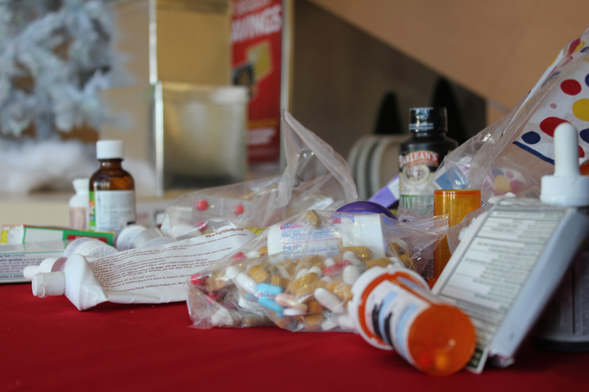 YOKOTA AIR BASE, Japan -- More than 10 pounds of expired and unwanted medications were collected during the Lock Your Meds campaign kick-off here, Nov 10. The campaign is sponsored by the Drug Demand Reduction Program, and aims to encourage people to safeguard medications and properly discard any that are no longer needed. (U.S. Air Force photo submission/Sequoiya Lawson)