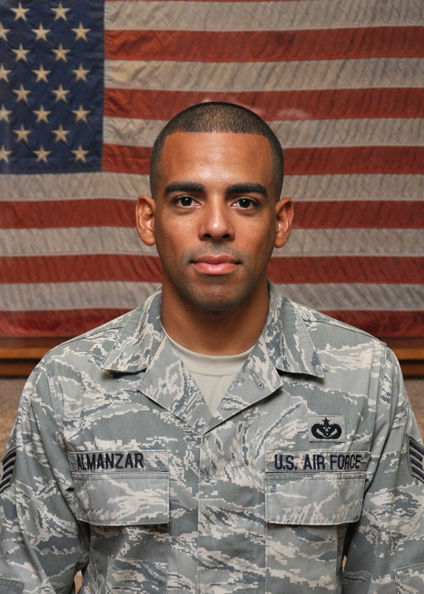 Staff Sgt. Johan Almanzar, 1st Special Operations Civil Engineer Squadron engineering craftsman, poses for the Tip of the Spear weekly spotlight picture at Hurlburt Field, Nov. 16, 2010. Sergeant Almanzar was selected for this week's Tip of the Spear spotlight by his peers. (DoD photo by U.S. Air Force Senior Airman William Banton) 