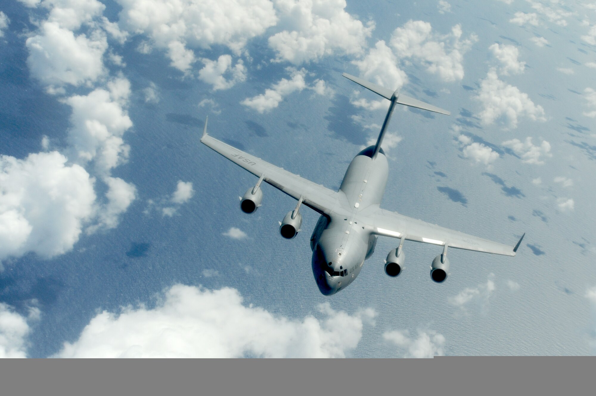 A C-17 Globemaster III approaches a KC-135 Stratotanker Sept. 18, 2010, over the Pacific Ocean during a Total Force partnership mission. Air Force officials announced Stewart Air National Guard Base as their preferred base for eight C-17 Globemaster IIIs Nov. 16, 2010. (U.S. Air Force photo/Staff Sgt. Mike Meares)