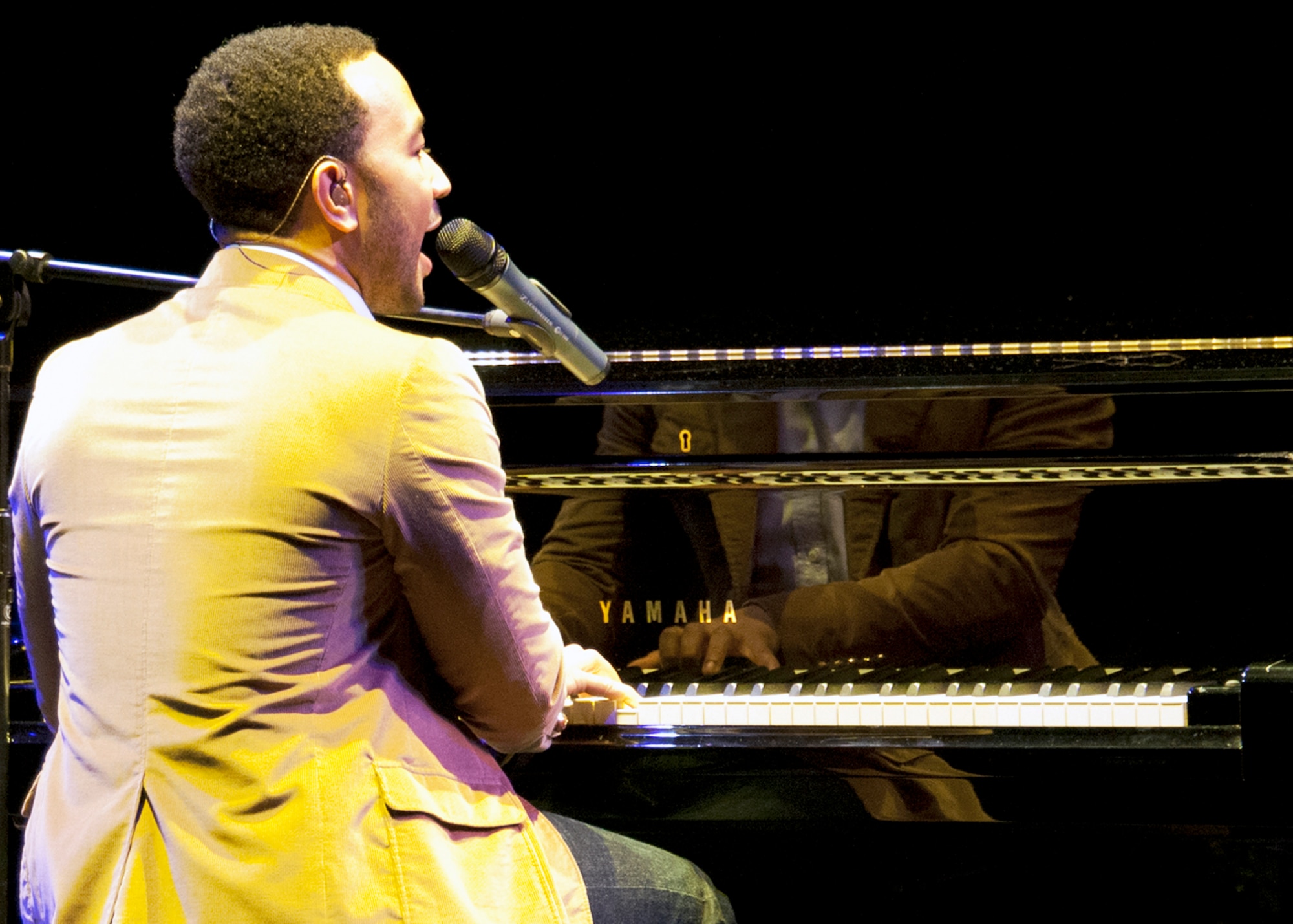 Six-time Grammy winning R & B singer John Legend entertained a crowd of more than 1,000 Nov. 14, 2010, in Niceville, Fla. The show was part of the Air Force Reserve's "Stateside Tour for the Troops" series of concerts and special events. (U.S. Air Force photo/ Tech. Sgt. Samuel King Jr.)