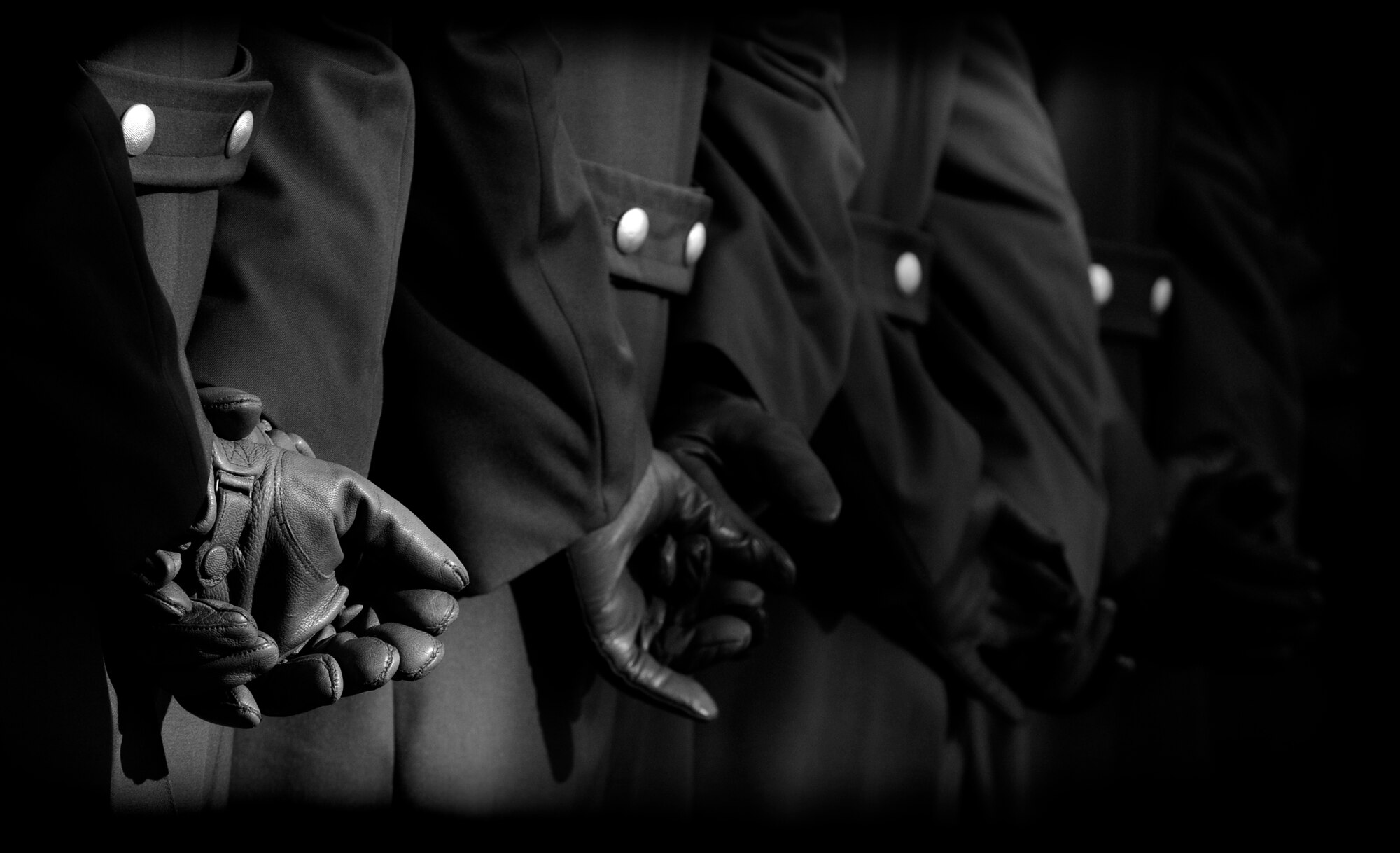 BITBURG, Germany – German Soldiers stand at parade rest during a Volkstrauertag, or German National Day of Mourning, ceremony Nov. 11. German and American servicemembers as well as firefighters, police and government officials from the local area participated in the ceremony to remember victims of war and tyranny. (U.S. Air Force photo/Staff Sgt. Benjamin Wilson)