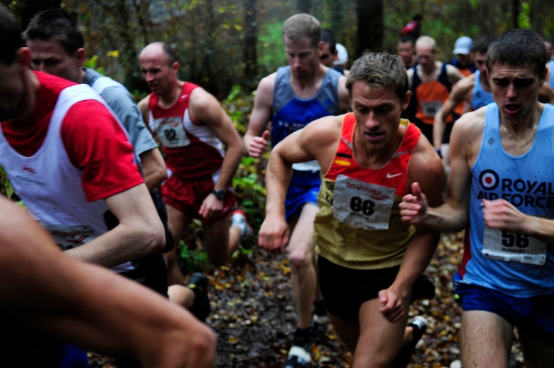 AVIANO AIR BASE, Italy -- Members from different European air forces, including England, Germany and Poland, competed in the Headquarters Allied Air Command Cross Country Championships Nov. 9, 2010. The U.S. Air Force had both a men's and women's team competing in the competition, which included Airman 1st Class Jon Porubsky, 100th Security Forces Squadron, from RAF Mildenhall, England, in the men's team. (U.S. Air Force photo/Airman 1st Class Katherine Windish)