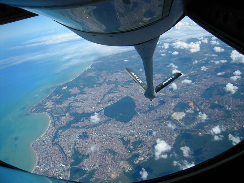 A KC-135 Stratotanker from the 161st Air Refueling Wing, Phoenix, Ariz., prepares for refueling over Brazil on November 12, 2010.  The 161st ARW is participating in CRUZEX V, or Cruzeiro Do Sul (Southern Cross).  CRUZEX  is a multi-national combined exercise involving the Air Forces of Argentina, Brazil, Chile, France and Uruguay, and observers from numerous other countries with more than 82 aircraft and almost 3,000 Airmen involved. U.S. Air Force Photo by Master Sgt. Kelly Deitloff