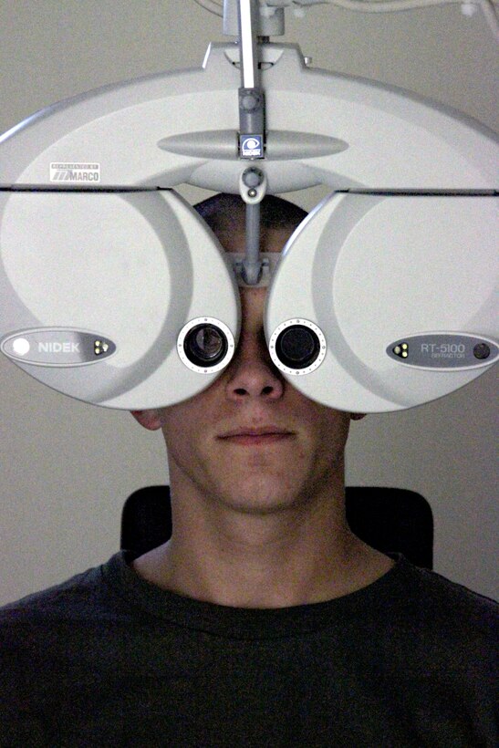 A full medical screening is conducted by the depot Branch Medical Clinic staff to include eye examinations for recruits who need to receive corrective lenses. Recruits who already have a prescription will still receive an eye examination in order to ensure they have the correct prescription for training.