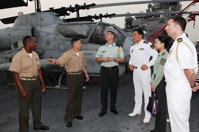 Marines visit with Chinese military, other officials on USS Essex in ...