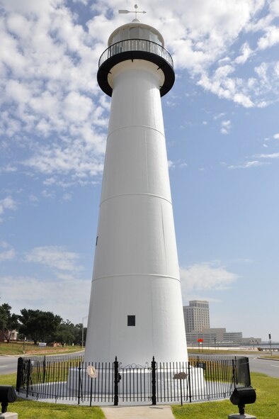 The Biloxi Lighthouse in Biloxi, Miss., Oct. 25, 2010. Built in 1848, the lighthouse is the only active Mississippi lighthouse to survive the hurricanes of 1906, 1947, 1969 and 2005. It is also the only lighthouse in the United States to stand in the middle of a four-lane highway. The lighthouse has been kept by female keepers for more years than any other lighthouse in the United States. (Courtesy photo/Jeff Walston)