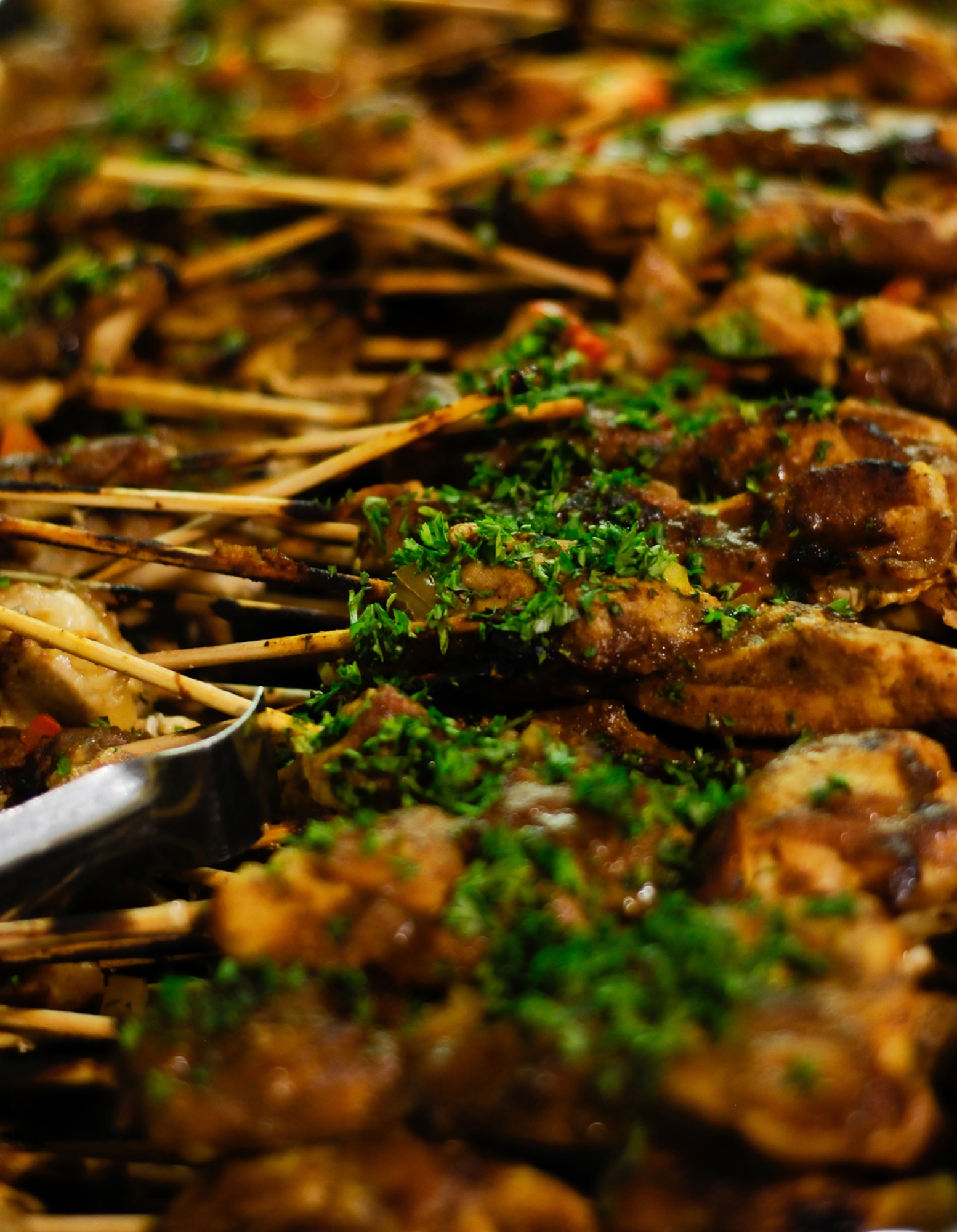 JOINT BASE ELMENDORF-RICHARDSON, Alaska - Skewers of chicken kebabs await to be eaten during the dinner held Nov. 13 at Alaska Army National Guard Armory.  (U.S. Air Force Photo/Percy Jones)