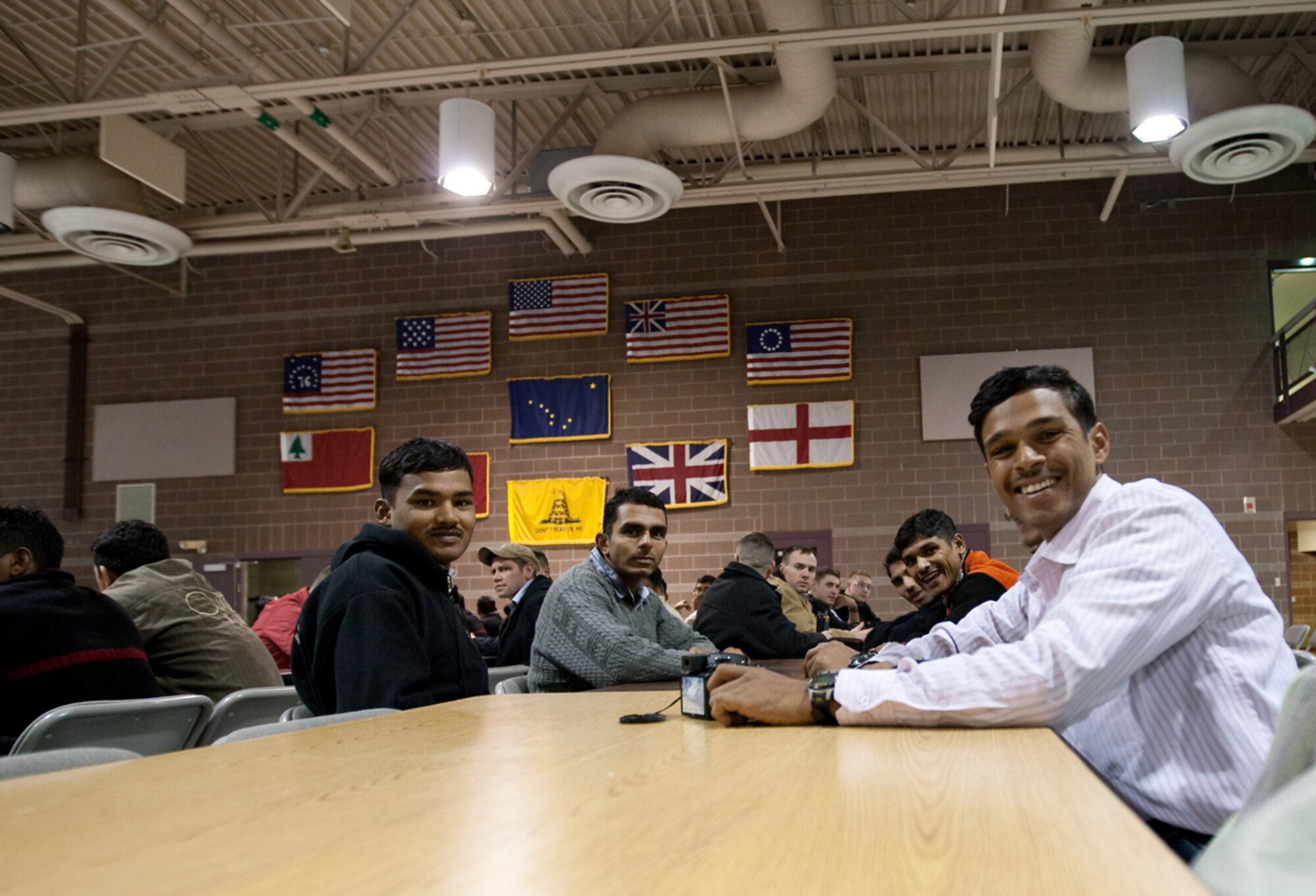 JOINT BASE ELMENDORF-RICHARDSON, Alaska - Indian Army soldiers await the start of the evening's festivities.  The dinner culminates two weeks of joint training, cultural learning, and new friendships. (U.S. Air Force Photo/Percy Jones)