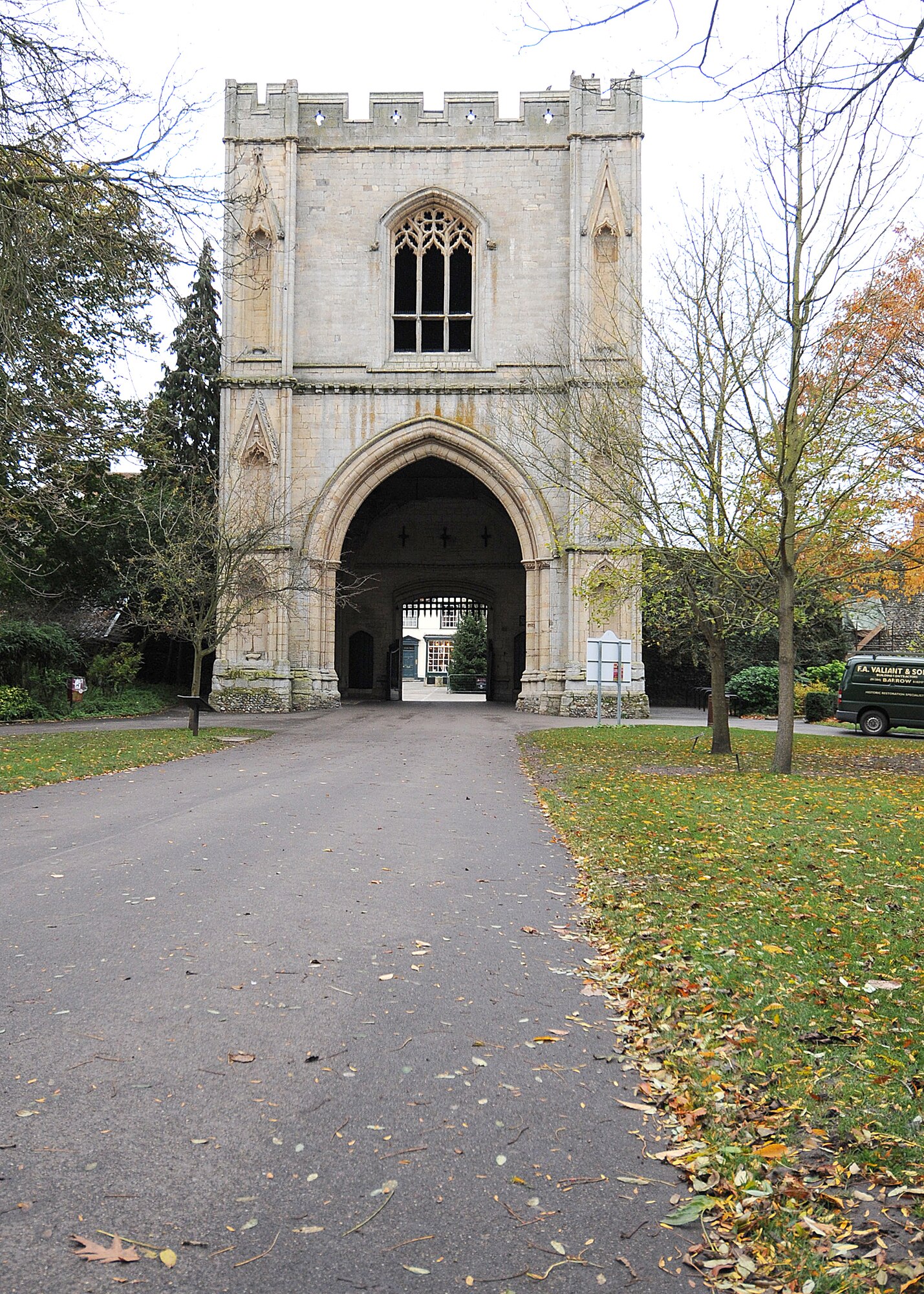 RAF MILDENHALL, England -- The Abbey in Bury St. Edmunds marks the entrance to the Abbey Gardens Nov. 11, 2010.  An introduction to the gardens is included during the Newcomer's Bury Bus Tour in Bury St. Edmunds when participants are given time to explore the gardens on their own.  (U.S. Air Force photo/Senior Airman Tabitha M. Lee) 