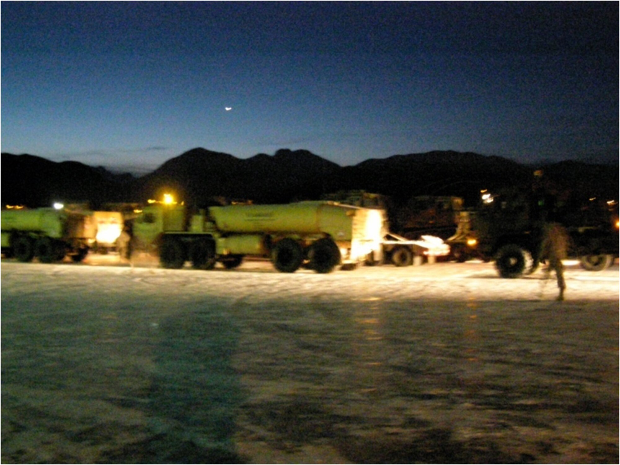 F-22 Aircraft Recovery Operation Ground Support, 18 November 2010, JOINT BASE ELMENDORF-RICHARDSON, Alaska. Aircraft recovery operation convoy pre-checks. (U.S. Air Force courtesy photo)
