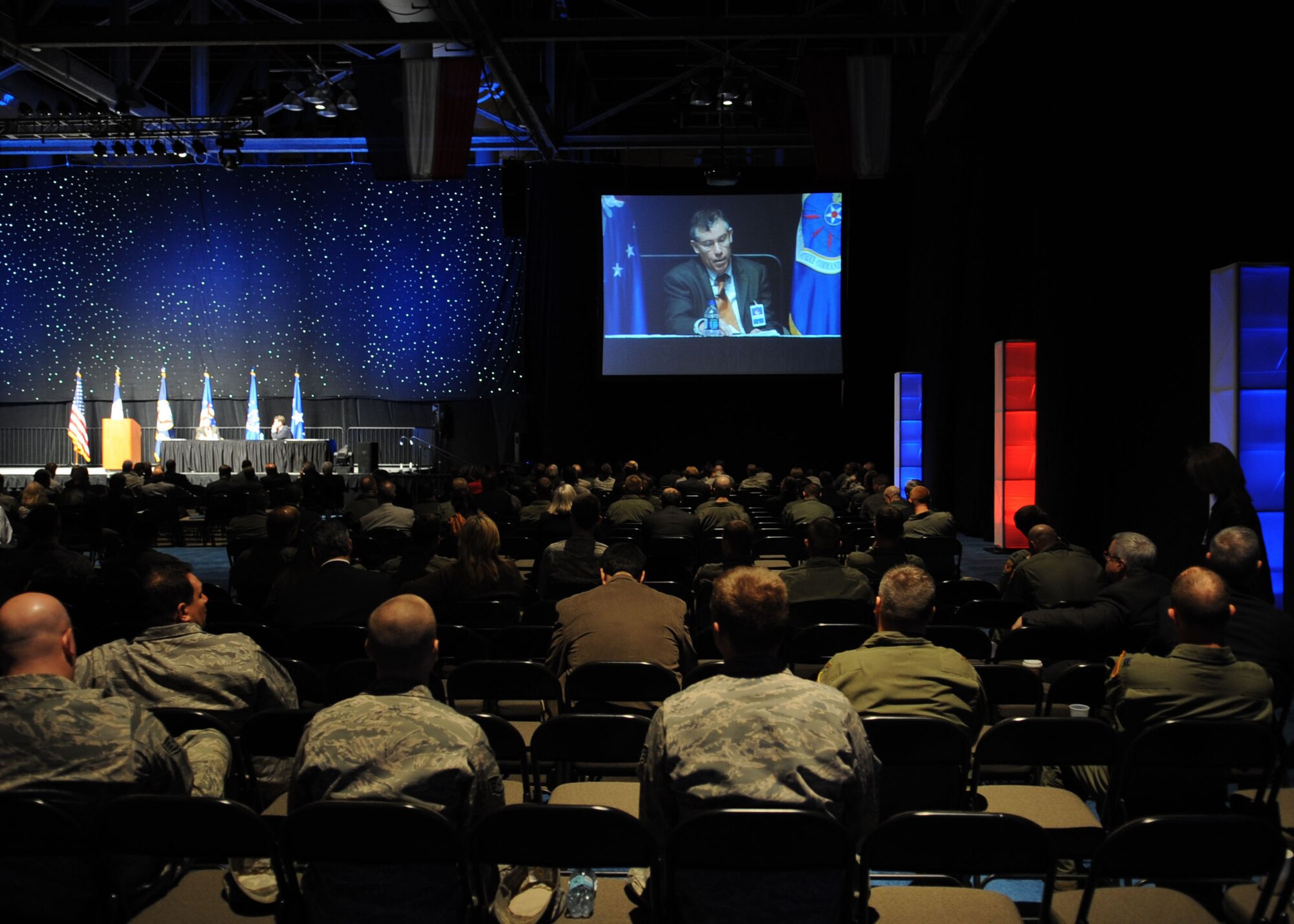 Dave Moniz, the Air Force's Civilian Media Advisor for the Office of the Secretary of the Air Force, speaks about news media insight into the nuclear deterrence and global strike missions, during the Air Force Global Strike Command Technology and Innovation Symposium at the Shreveport Convention Center Shreveport, La., Nov. 17. More than 600 people representing the Air Force, industry and local community attended the symposium. (U.S. Air Force photo/Airman 1st Class Sean Martin)
