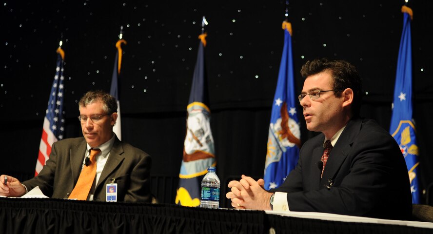 Bryan Bender, National Security Correspondent for The Boston Globe, speaks about the news media's perception of the nuclear enterprise, during the Air Force Global Strike Command Technology and Innovation Symposium at the Shreveport Convention Center in Shreveport, La., Nov. 17. The two-day symposium was an opportunity to develop insight into the nuclear deterrence and global strike missions as well as exchange ideas with industry and academia that support the Air Force's newest command. (U.S. Air Force photo/Airman 1st Class Sean Martin)