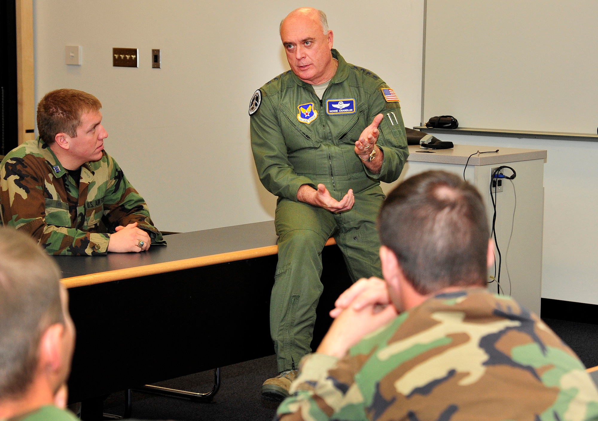 Air Force Vice Chief of Staff Gen. Carrol H. "Howie" Chandler speaks with first-class cadets at the Air Force Academy during an informal session in Fairchild Hall on Nov. 12, 2010. General Chandler is a 1974 graduate of the Academy. (U.S. Air Force photo/Bill Evans)