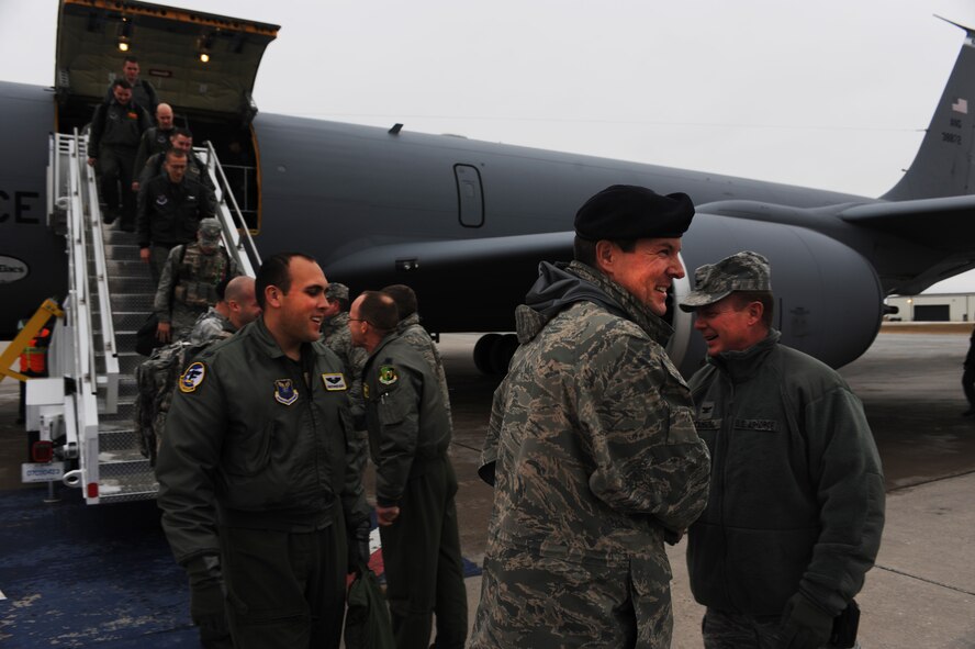 MINOT AIR FORCE BASE, N.D. -- Airmen from the 5th Bomb Wing and 91st Missile Wing returned to Minot AFB after participating in this year’s Air Force Global Strike Challenge Nov 18. The challenge is the world's premier bomber, ICBM and security forces competition with units from the following major command’s: Air Force Global Strike Command, Air Combat Command, Air Force Reserve Command and the Air National Guard. (U.S. Air Force photo/Airman 1st Class Wainwright)