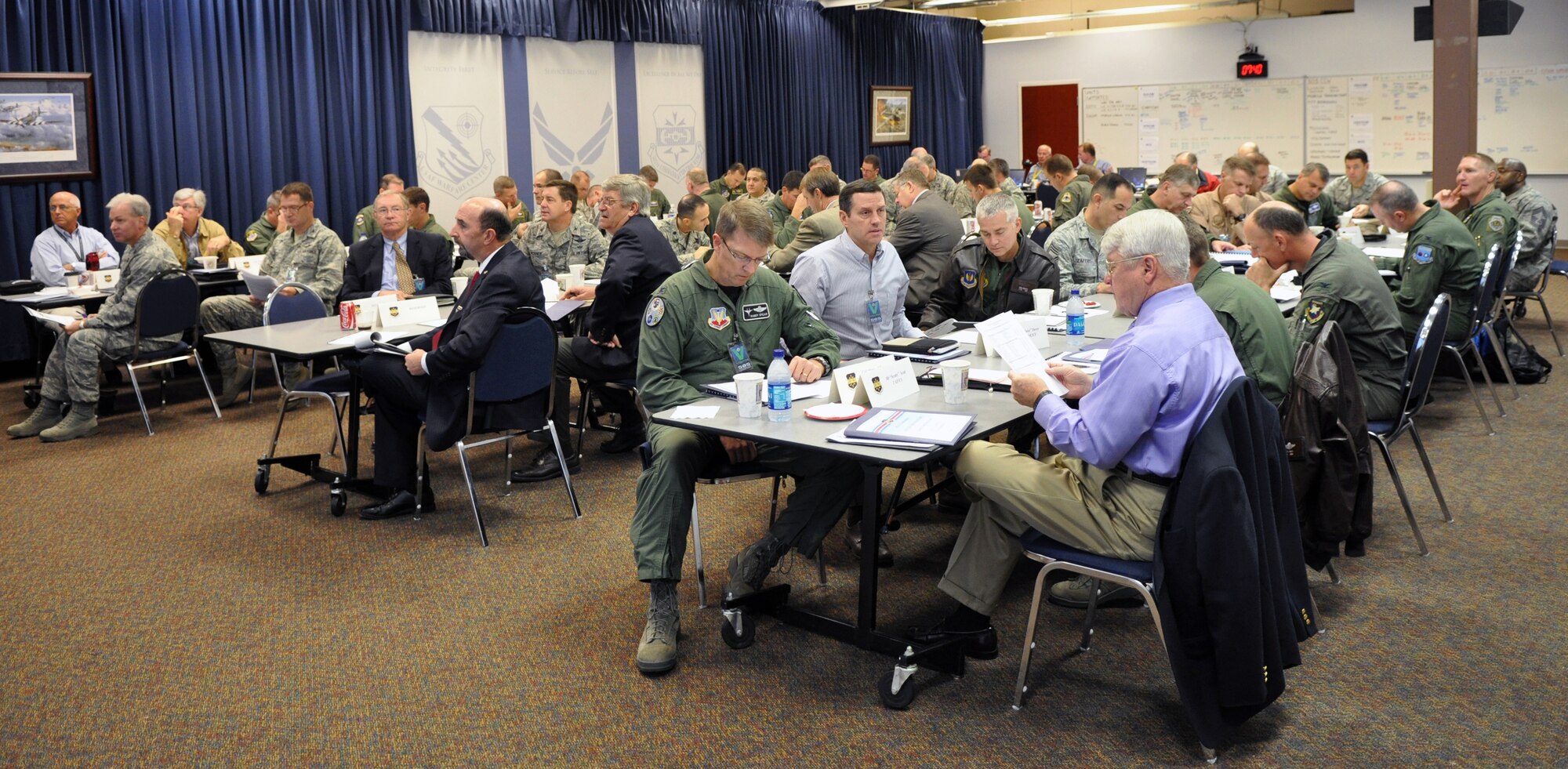 More than 60 top Air Force C2 leaders attended an AOC Commanders Conference hosted by the 505th Command and Control Wing, at Hurlburt Field, Fla, Nov. 16-18. The goal was to harness the collective experience of the key participants to collaborate on solving tactical and operational Air Force C2 problems. Commanders of every AOC, their Air Force Forces directors of staff, representatives from Headquarters Air Force, major commands and National Guard Associate Units attended the conference. (U.S. Air Force photo/Bill Dowell)