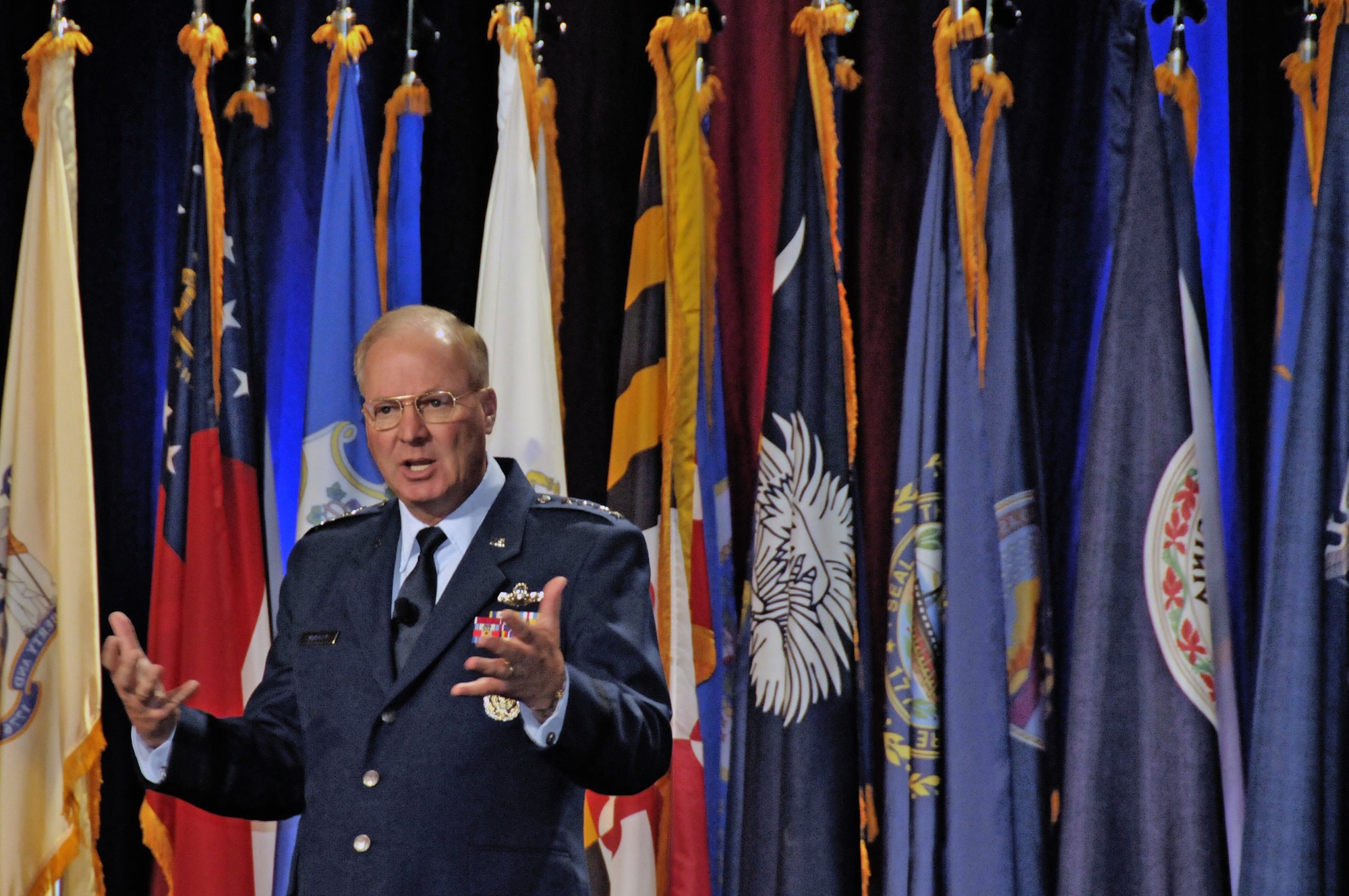 Gen. Craig R. McKinley, the chief of the National Guard Bureau, speaks to about 2,000 Air National Guard leaders at their 2010 Senior Leadership Conference in Washington D.C., Nov. 18, 2010. This year's conference was about preparing for future challenges the Air Guard will face in 2025. (U.S. Air Force photo/Tech. Sgt. John Orrell)