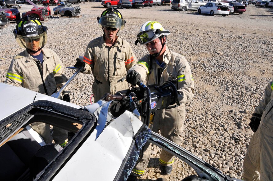 (left to right) Firefighter Charles King, Driver/Operator Lonnie Brown, Rescue Crew Chief Charlie Armstrong.