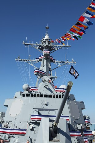 The 510-foot, missle-guided Navy destroyer was named after the late pioneer, Vice Adm. Samuel Lee Gravely Jr., who was the first African-American in the U.S. Navy to be commissioned, first to serve abaord a fighting ship as an officer and the first to command a Navy ship, become a fleet commander and a flag officer.