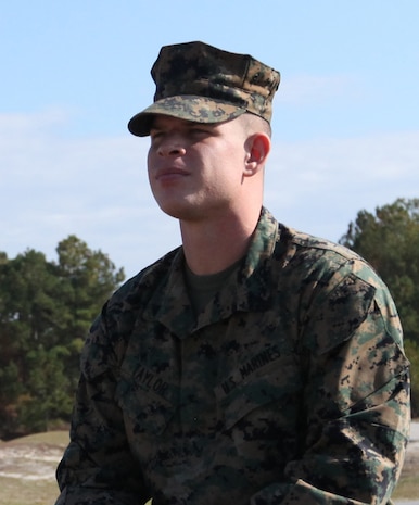 Lance Cpl. Charles Taylor, a ground radio repairman with 2nd Maintenance Battalion, Combat Logistics Regiment 25, 2nd Marine Logistics Group, poises for a photo aboard Camp Lejeune, N.C., Nov. 22, 2010. Some of Taylor’s hobbies are playing Halo, watching movies and working out at the gym with his wife. (U.S. Marine Corps photo by Pfc. Franklin E. Mercado)